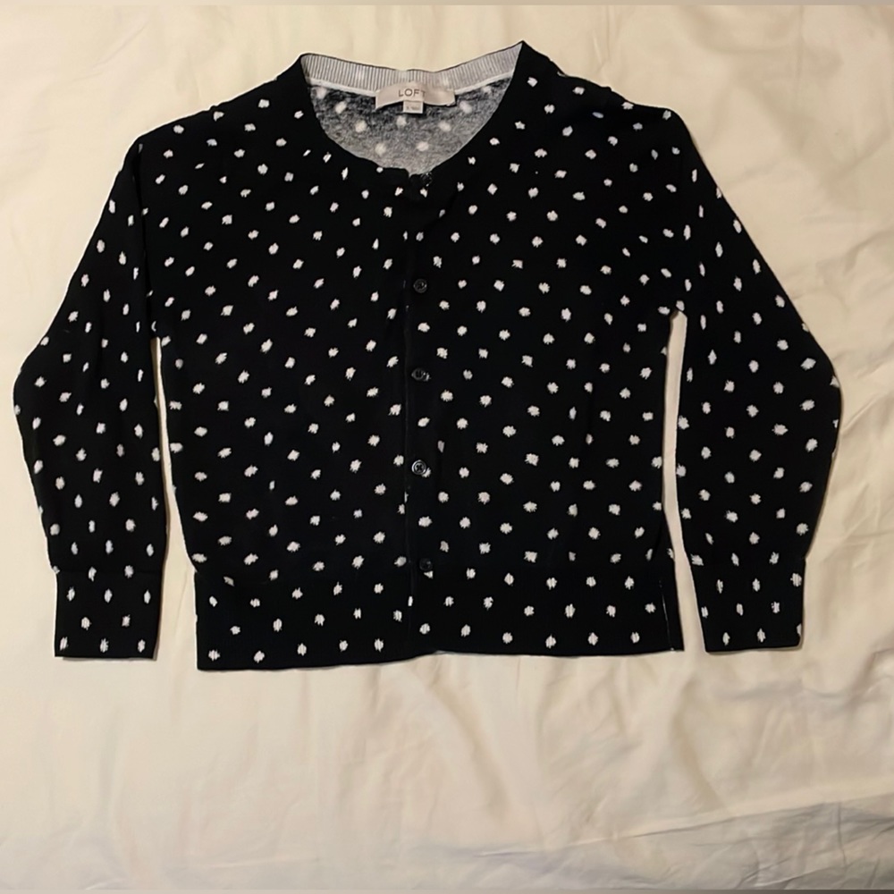 Black and white crop cardigan, size small